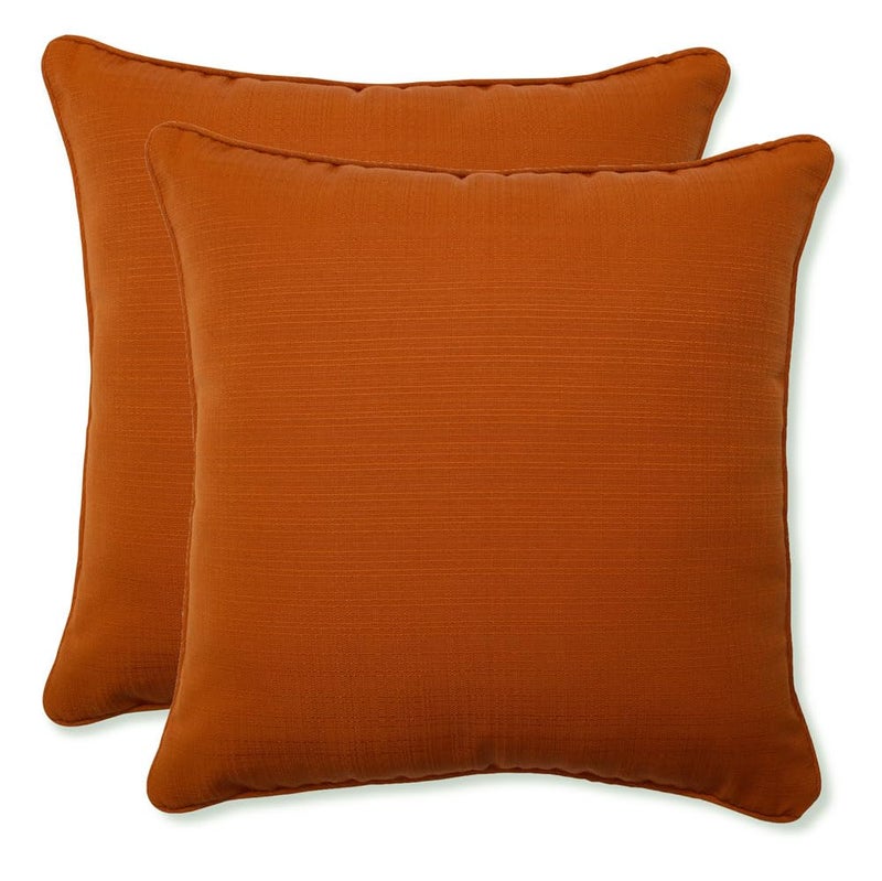 Pillow Perfect Monti Chino Solid Indoor/Outdoor Throw Pillow Plush Fill, Weather and Fade Resistant, Throw - 18.5" x 18.5", Orange, 2 Count - Image 1